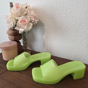 Barbie Neon Green Rubber Mules with Platform Sole Sz 7